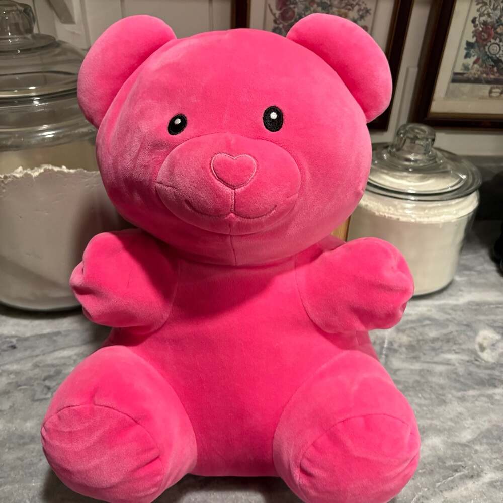 16" Pink Gummy Bear Plush Stuffed Animal Heart Nose